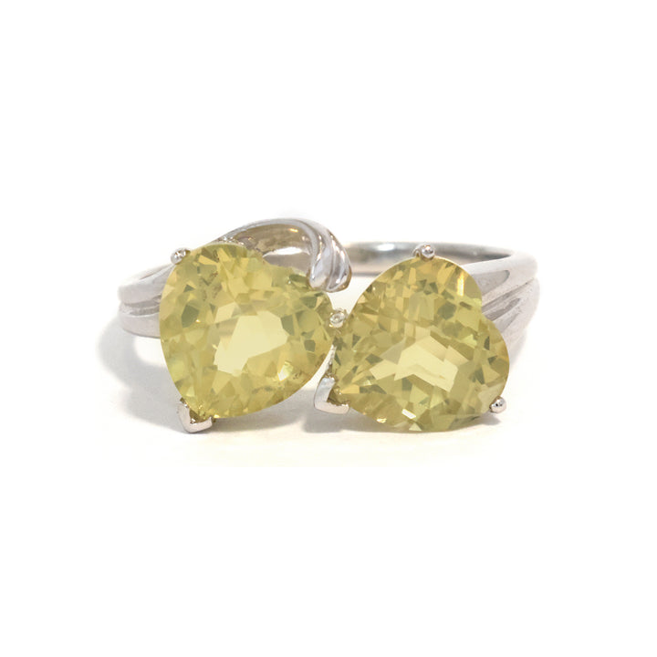 18K Gold Ring – White Gold Twin Heart Ring – Making Charge