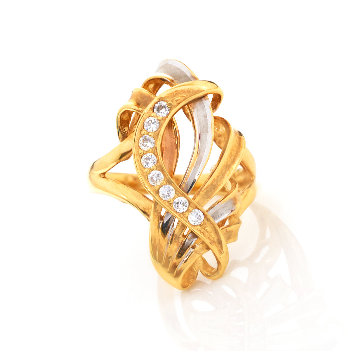 18K Gold Two-Tone Swirl Ring - Zero making charge