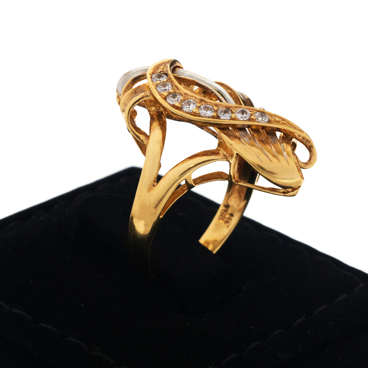 18K Gold Two-Tone Swirl Ring - Zero making charge