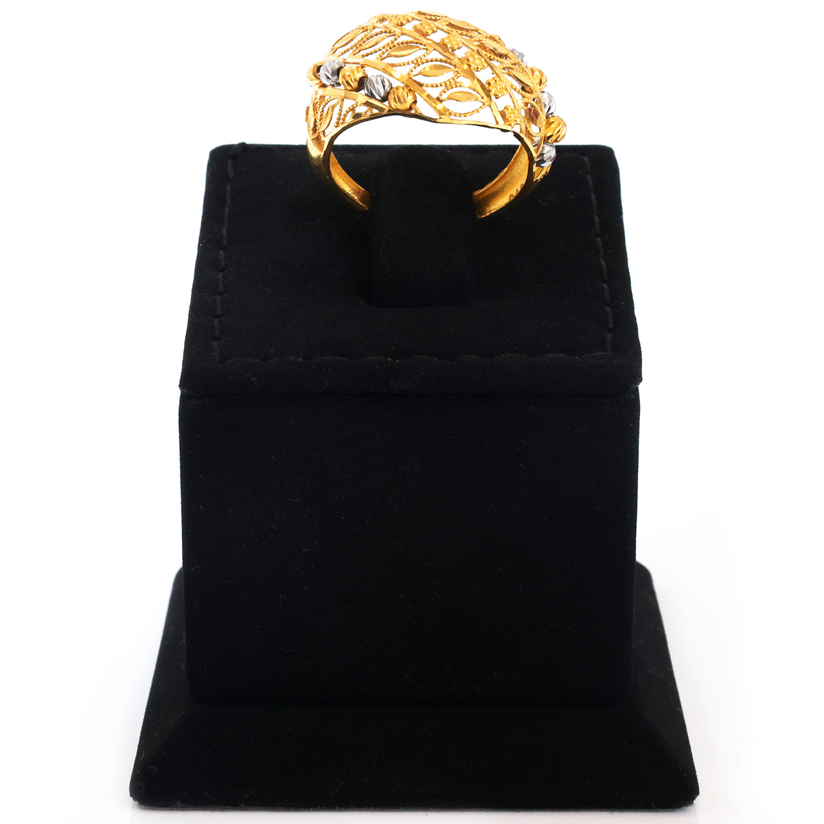 22K Gold Dome Lattice Ring with Bead Accents