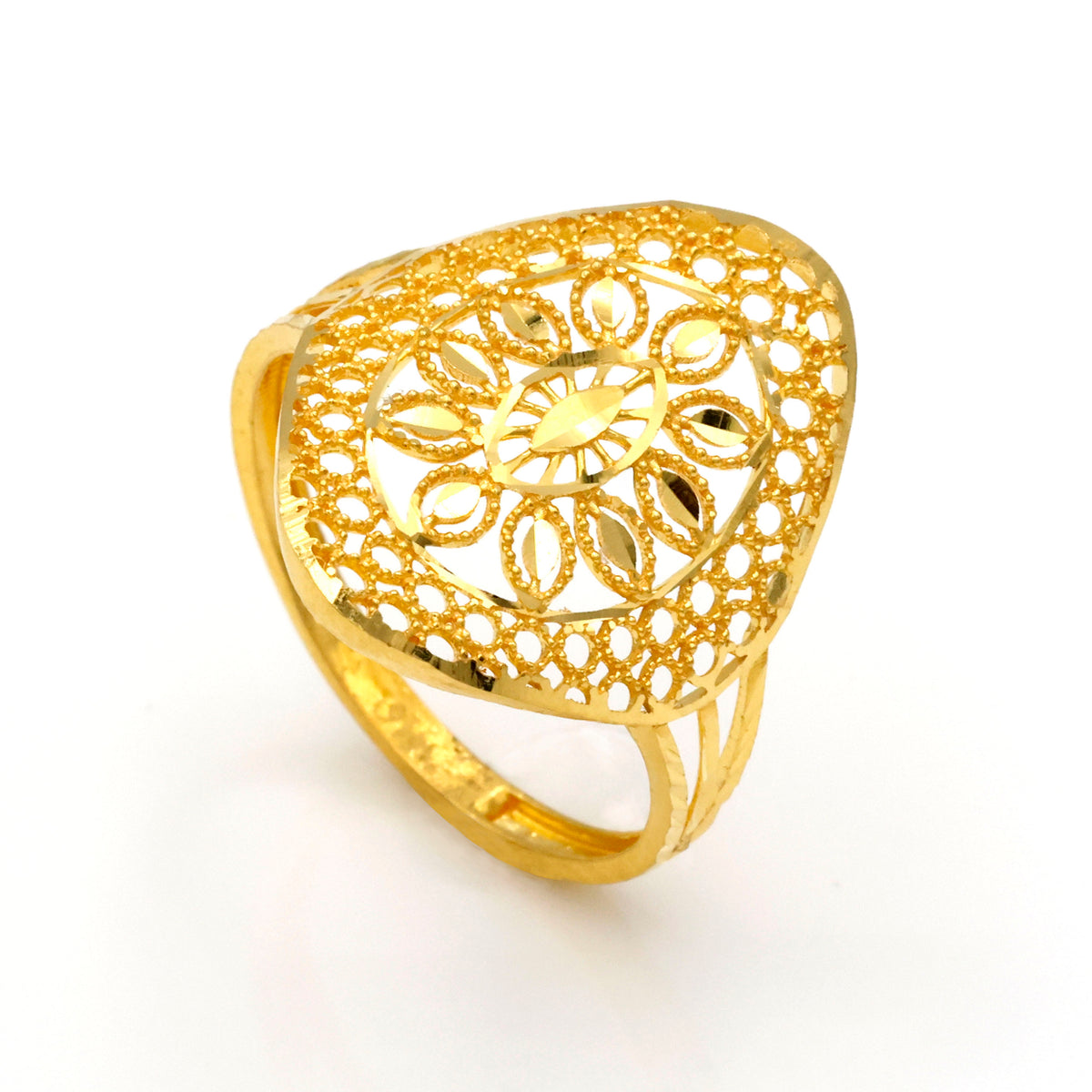 Floral Cutwork 22K Gold Rings - Al Fanan