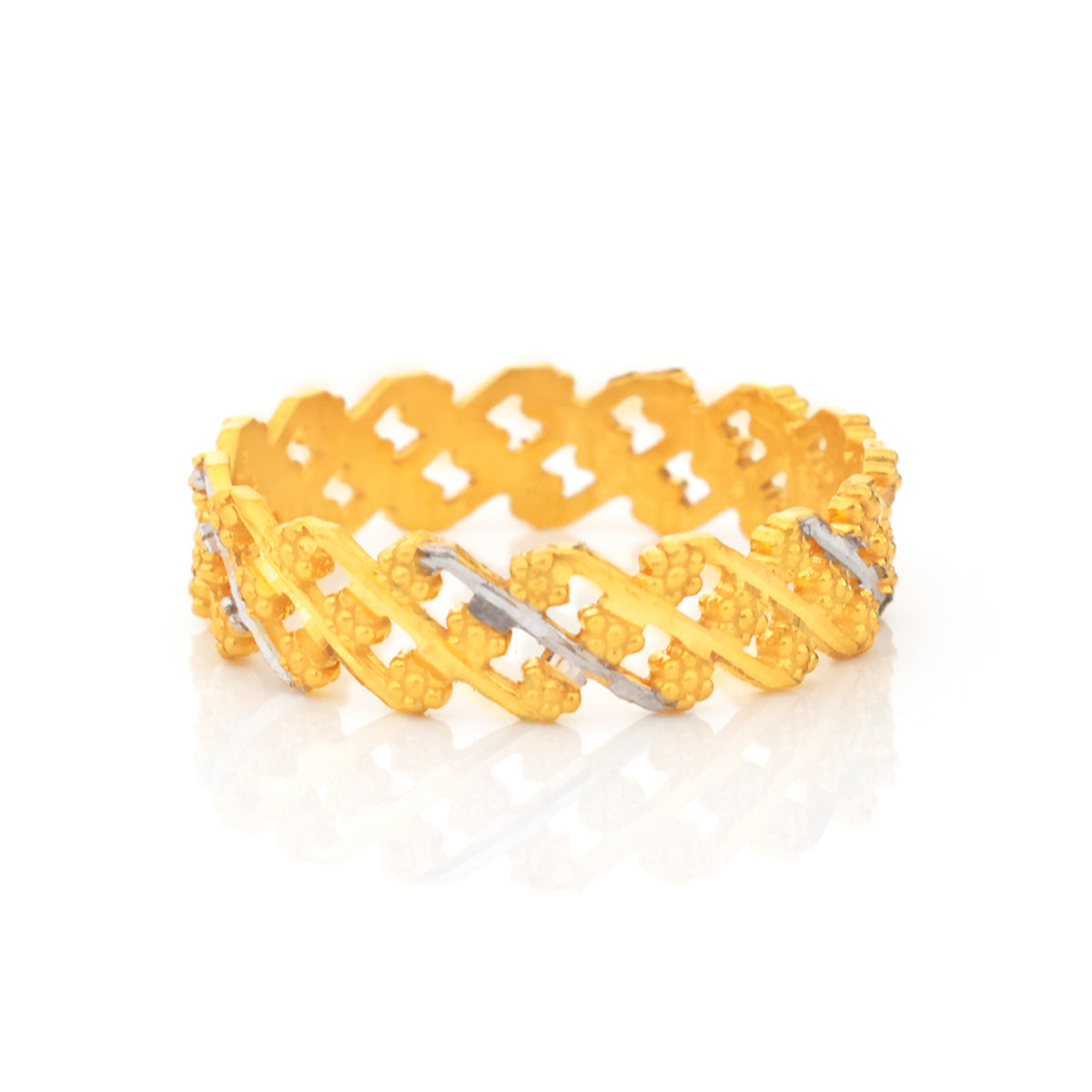 22K Gold Two-Tone Braided Zigzag Eternity Ring
