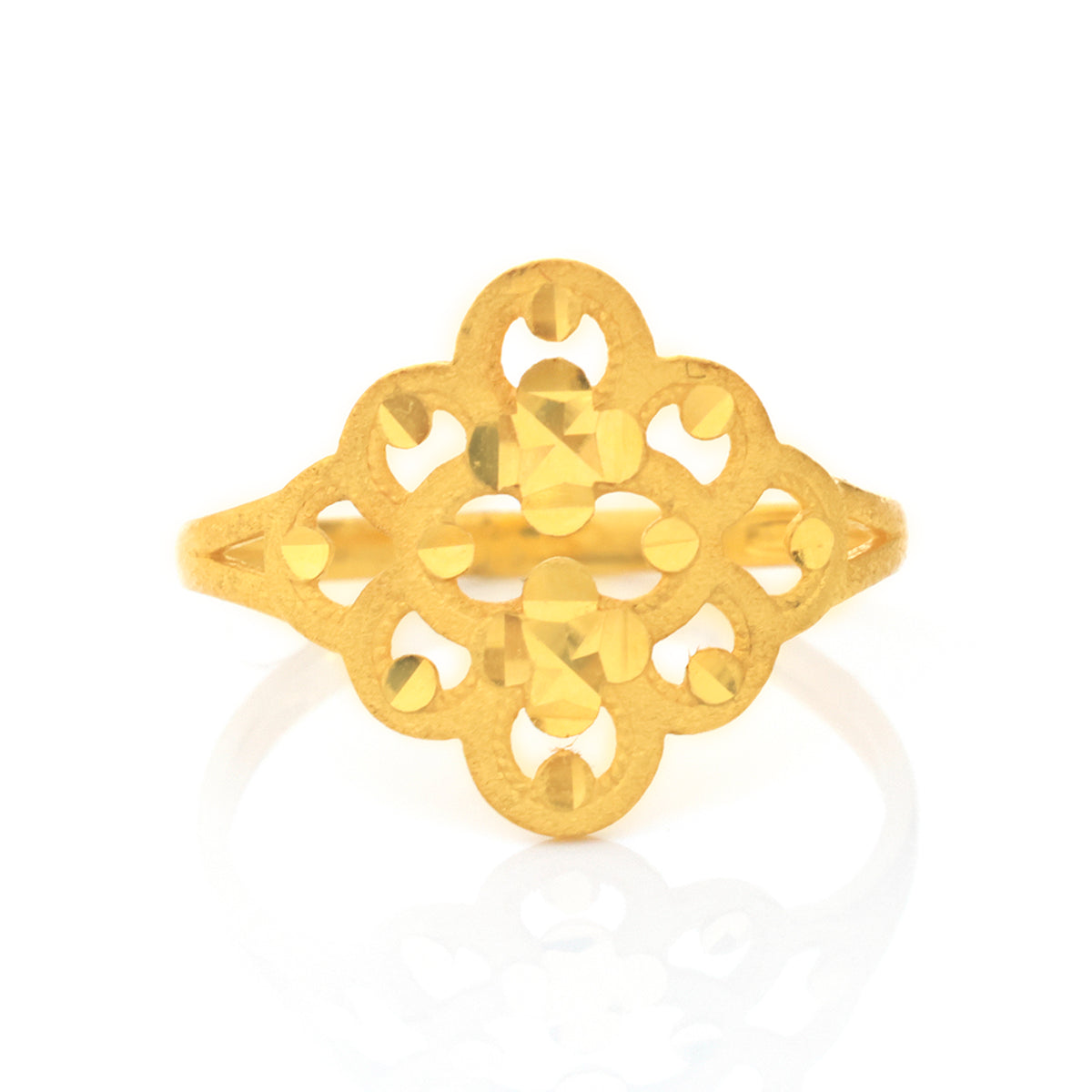 22K Gold Quatrefoil Clover Ring