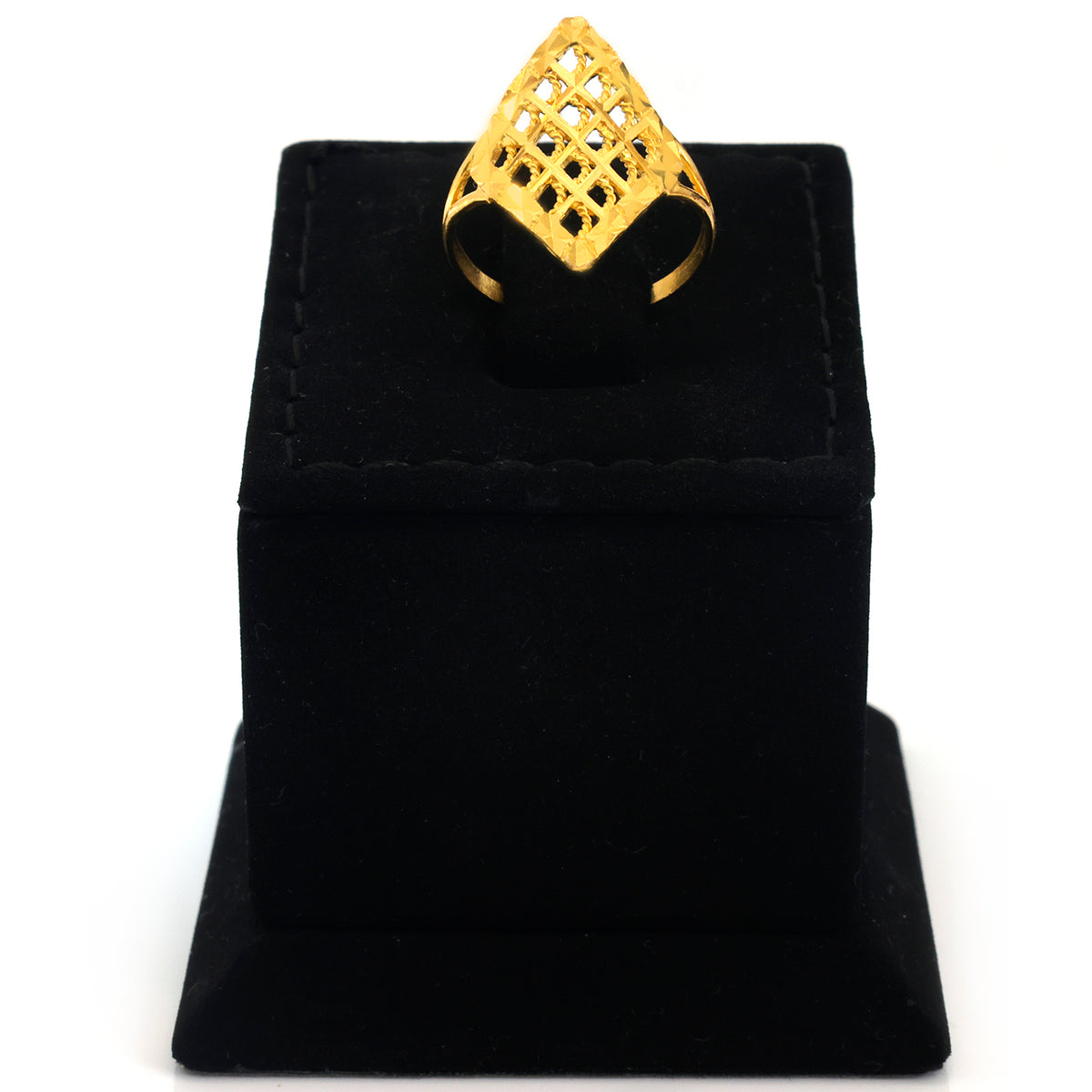 22K Gold Diamond Trellis Rope-Cross Ring