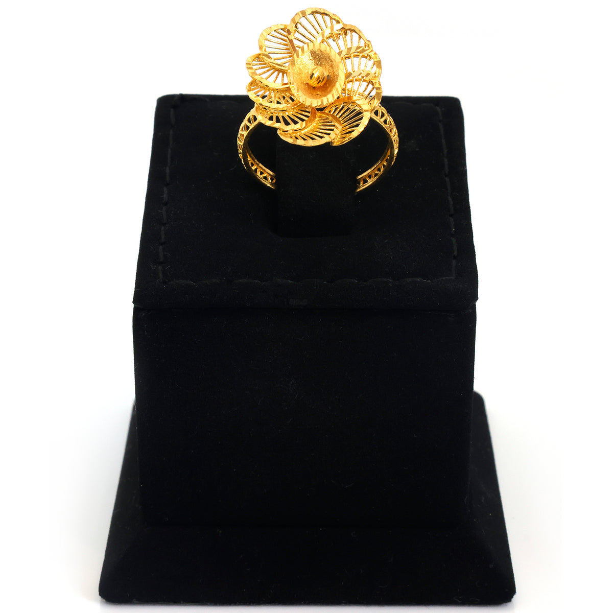22K Gold Layered Fan Petal Flower Ring