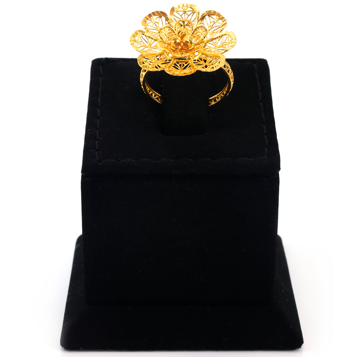22K Gold Double-Layer Daisy Filigree Ring