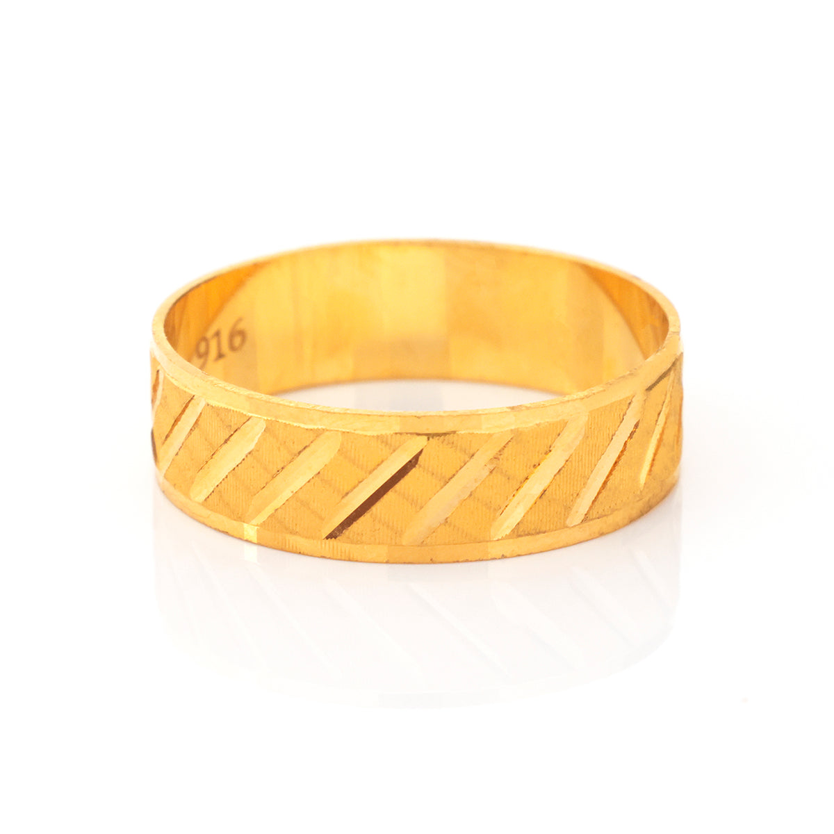 22K Gold Diagonal Cut Band Ring