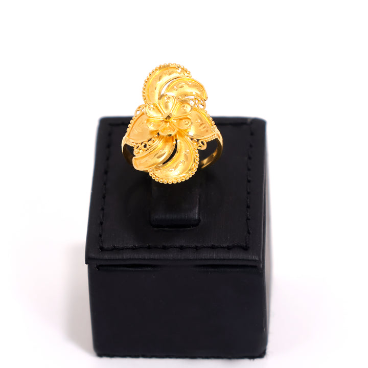 22K Gold Ring with Filigree Flower Statement Design - Main View
