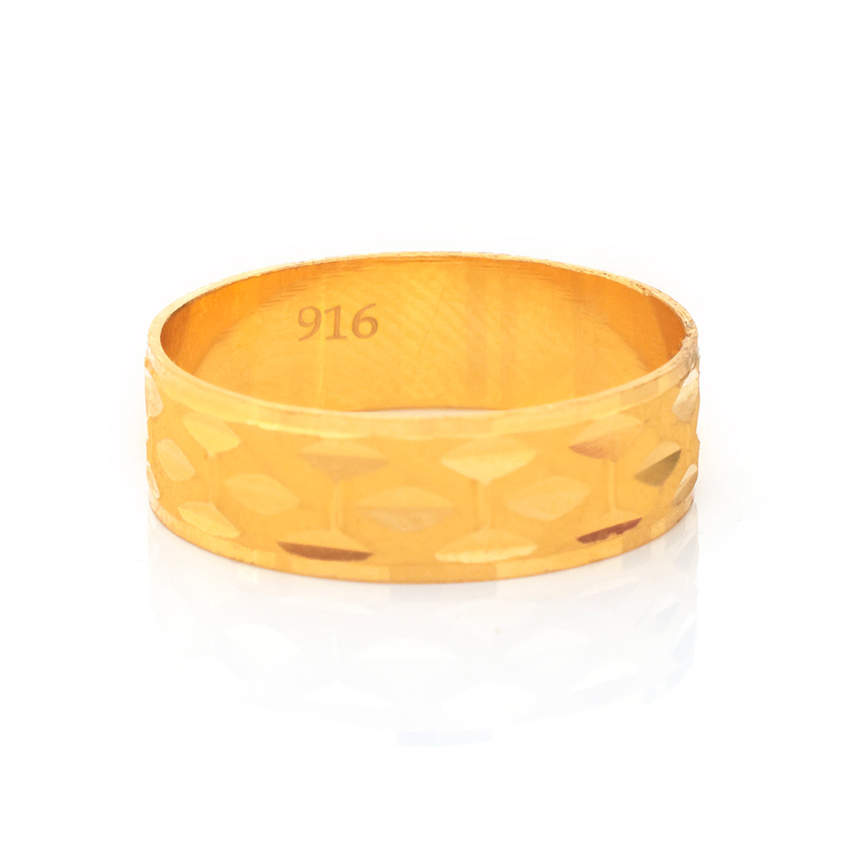 22K Gold Hammered Pebble Texture Band Ring