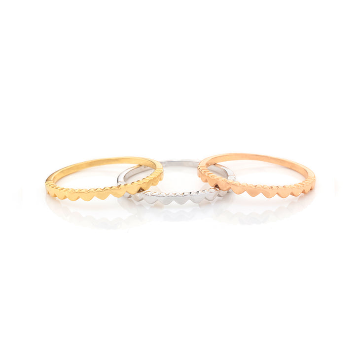 18K Gold Tri-Color Scalloped Trio Ring