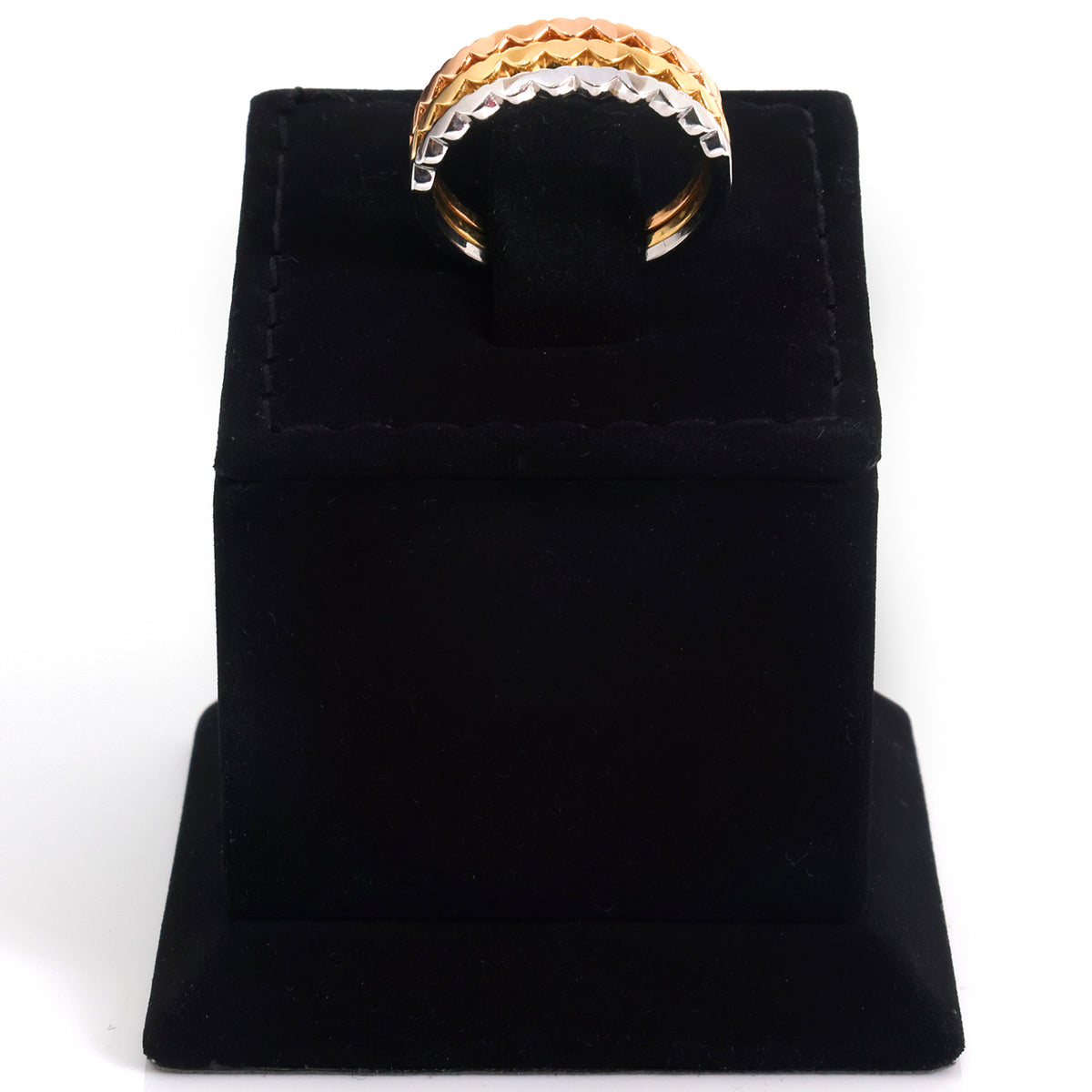 18K Gold Tri-Color Scalloped Trio Ring