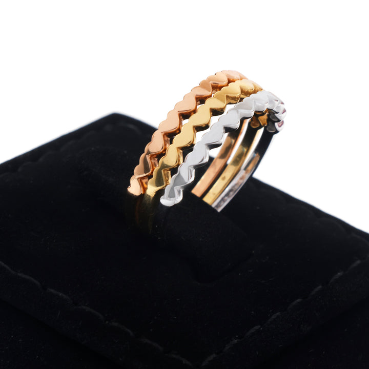 18K Gold Tri-Color Scalloped Trio Ring