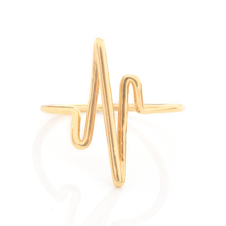 18K Gold Heartbeat Pulse Ring