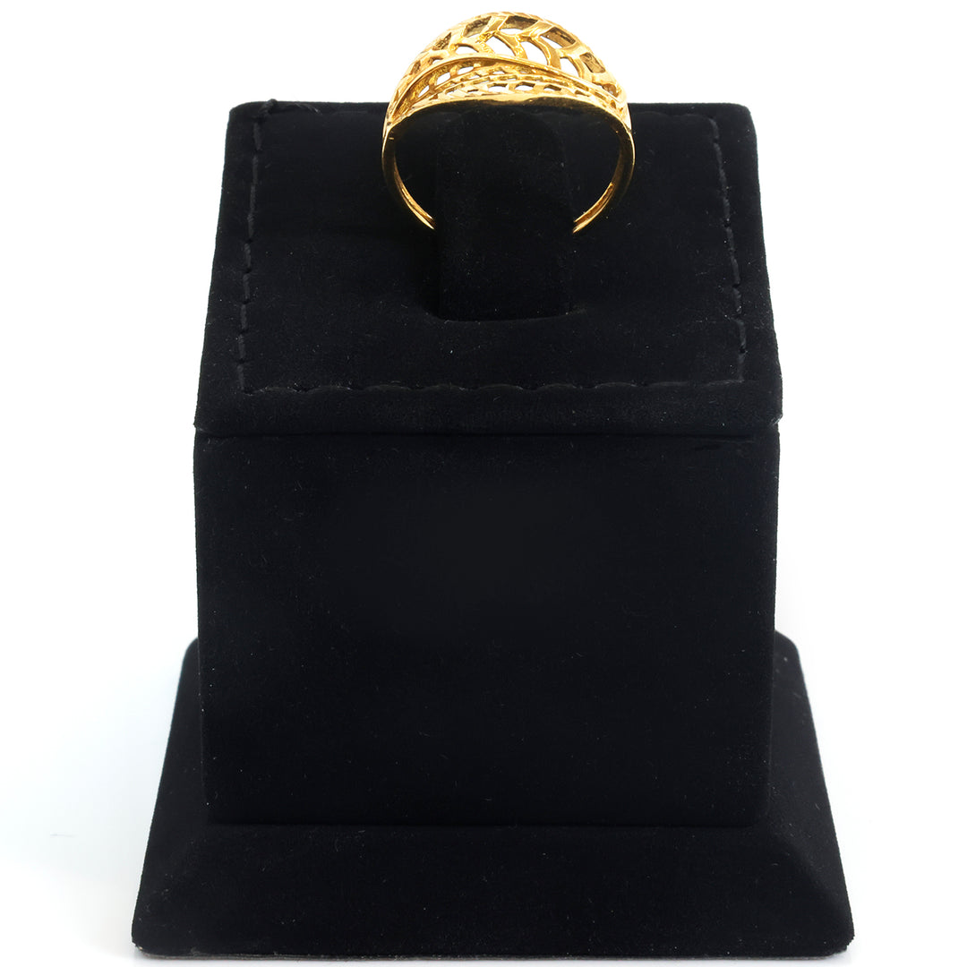18K Gold Lattice Leaf Ring