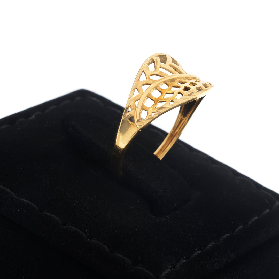 18K Gold Lattice Leaf Ring