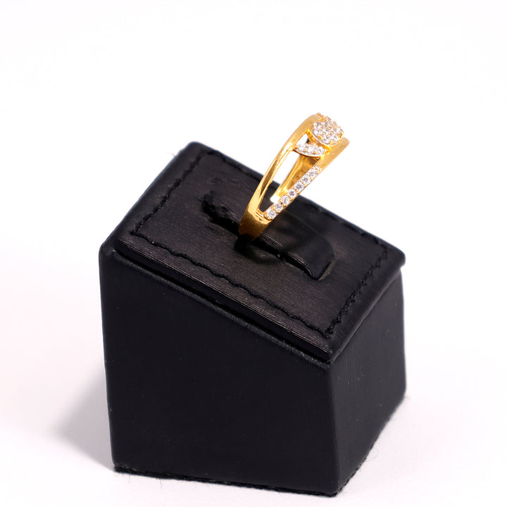  22K Gold Ring with Double Band CZ Design - Zero Making Charge - Side Angle