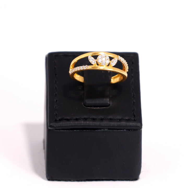  22K Gold Ring with Double Band CZ Design - Zero Making Charge - Main View