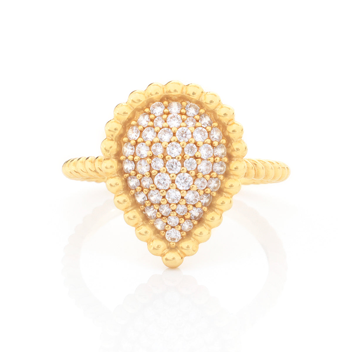 18K Gold Scalloped Teardrop Cluster Ring