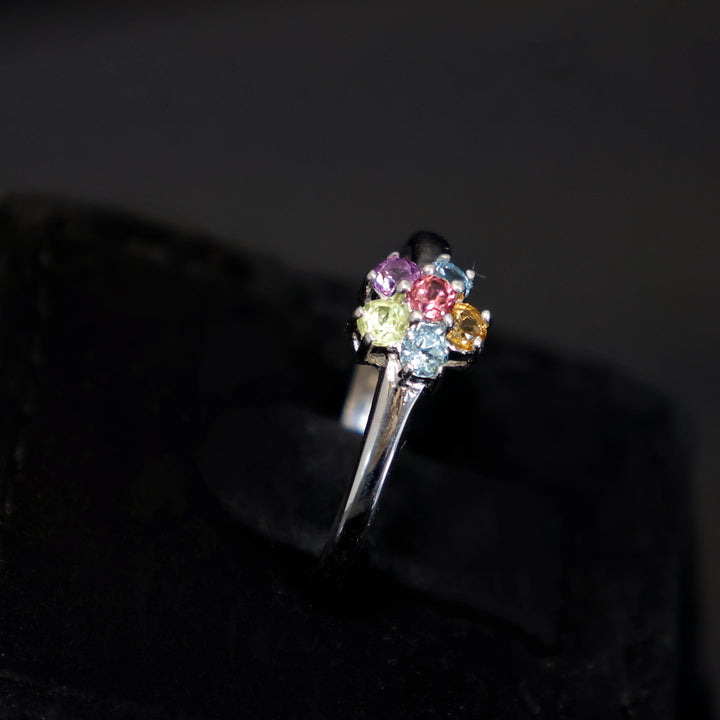 18K White Gold Multicolour CZ Ring – Zero Making Charge - Side Angle