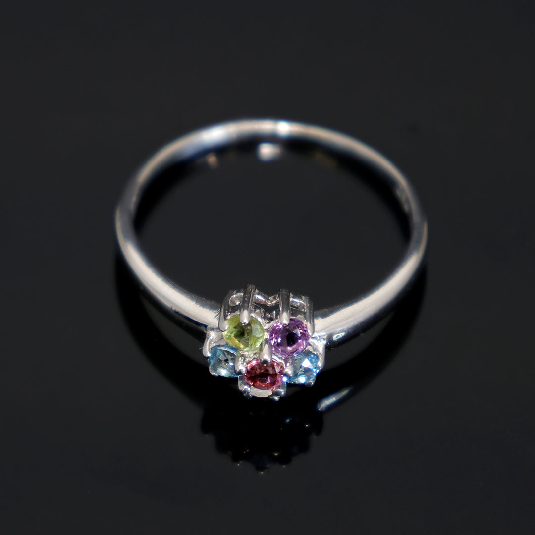 18K White Gold Multicolour CZ Ring – Zero Making Charge - Main View