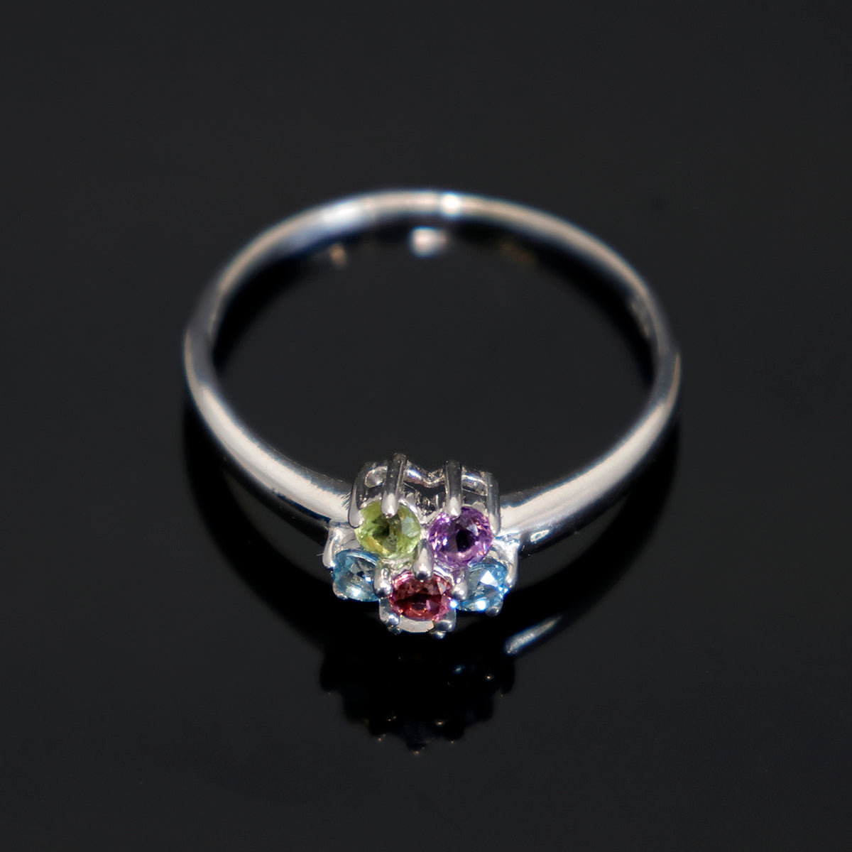 18K White Gold Multicolour CZ Ring – Zero Making Charge - Main View