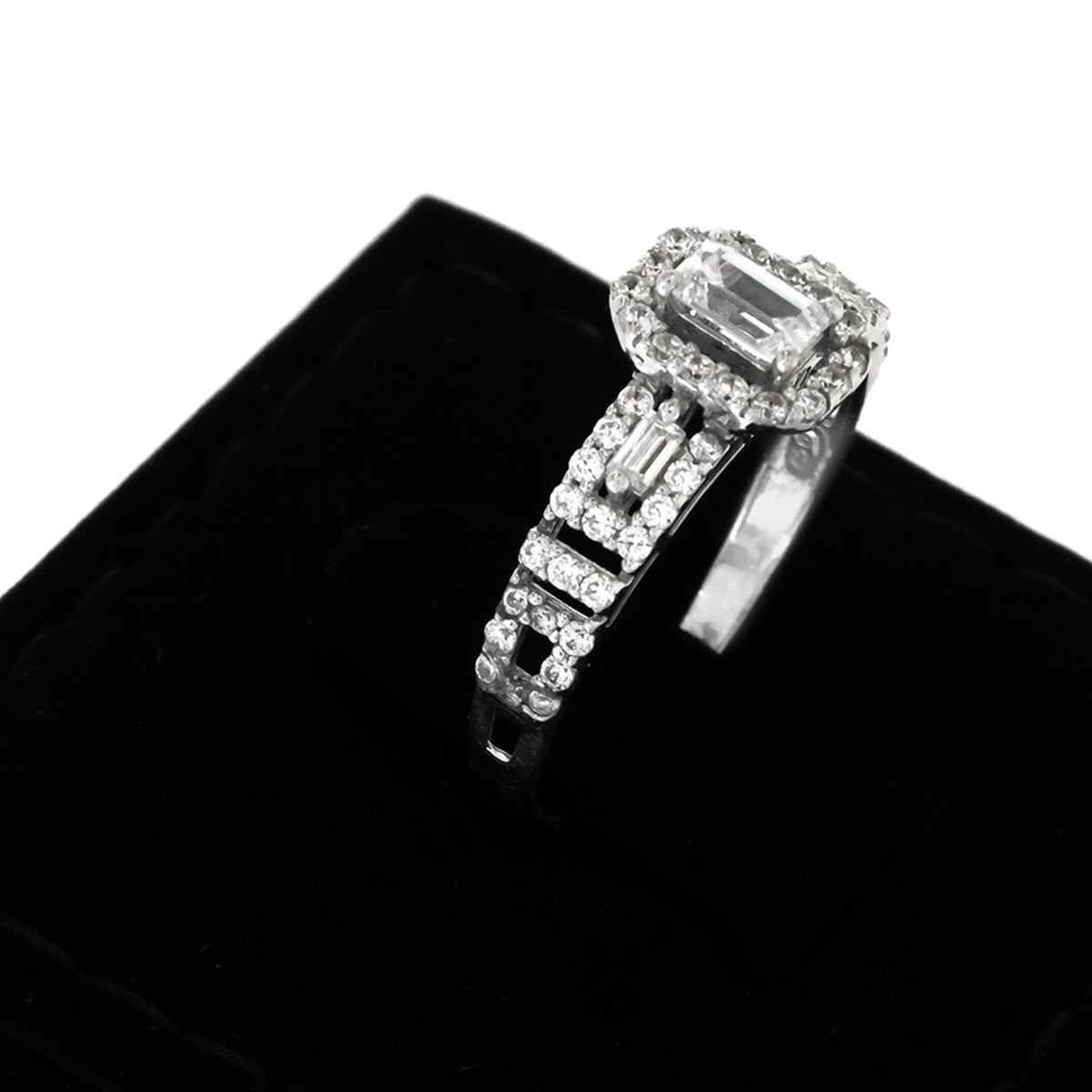 Diamond ring with a black background