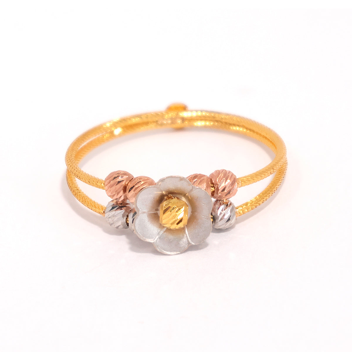 22K Gold Ring - Lightweight Tri-Color Band - Zero Making Charge - Main View