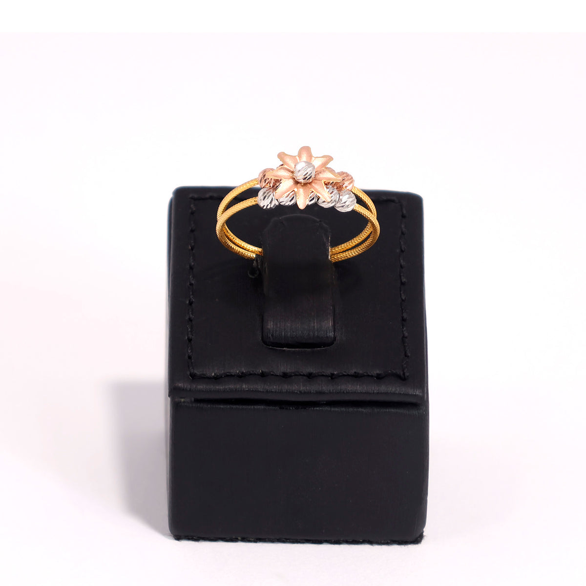 22K Gold Multi-Color Ring with Beautiful Flower Design - Main View