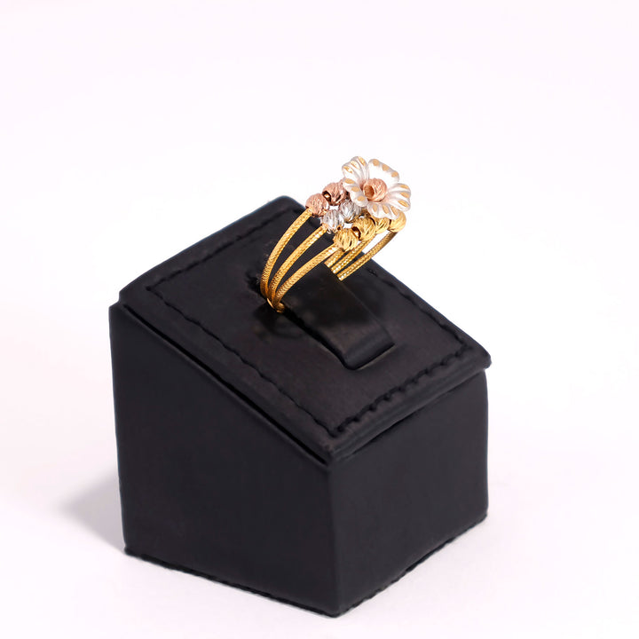 22K Gold Ring – Floral Two-Tone Design for Women - Side Angle