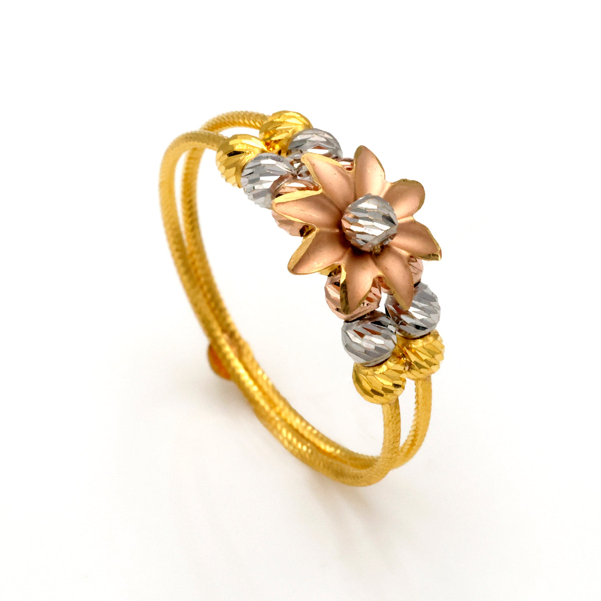 Tri Color Gold Ring 22K - Al Fanan