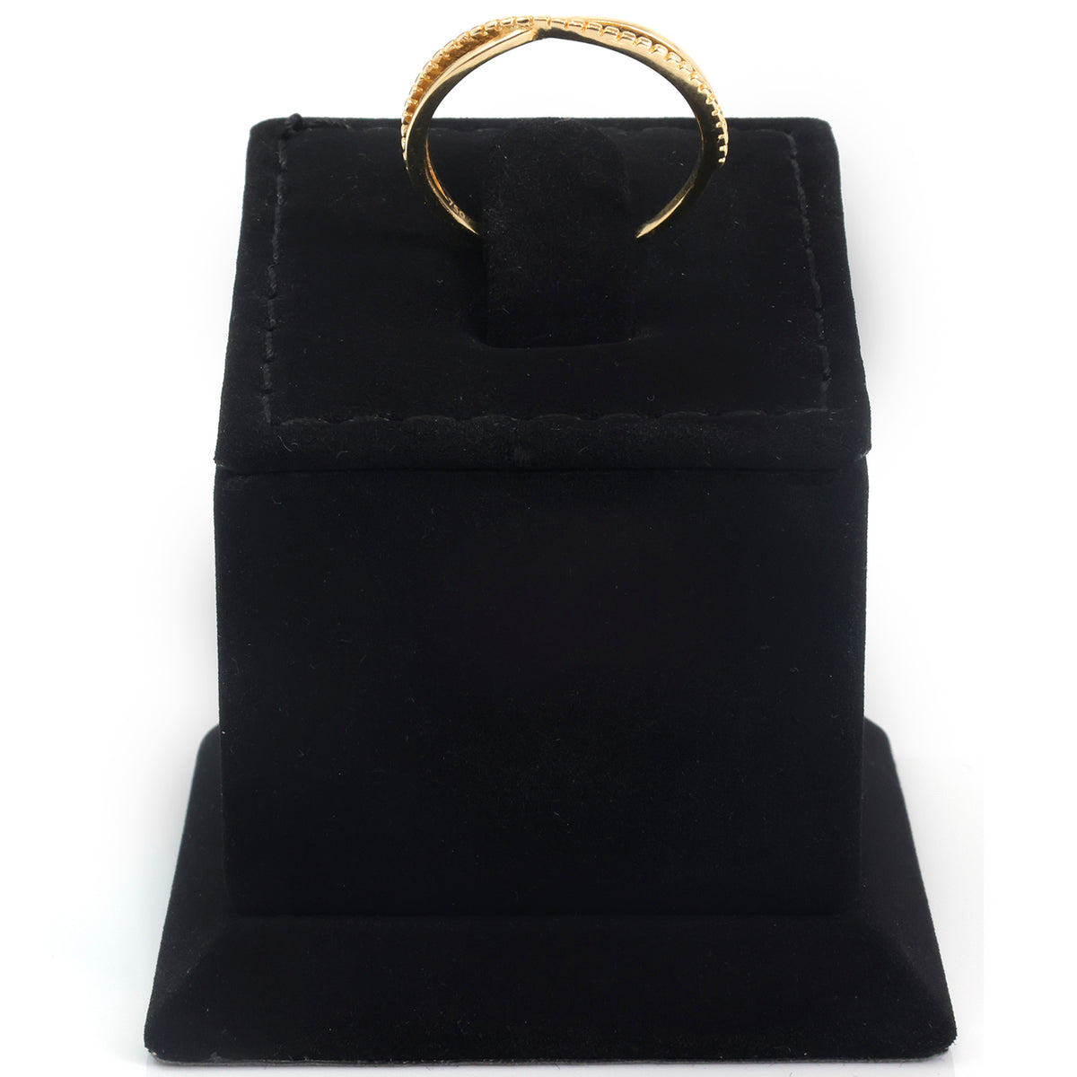 18K Gold Crisscross Beaded Ring