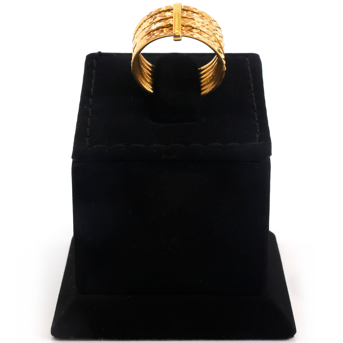 18K Gold Stacked Diamond-Cut Band Ring