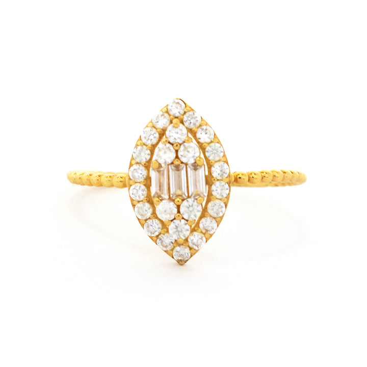 18K Gold Ring – Marquise Halo Ring – Making Charge
