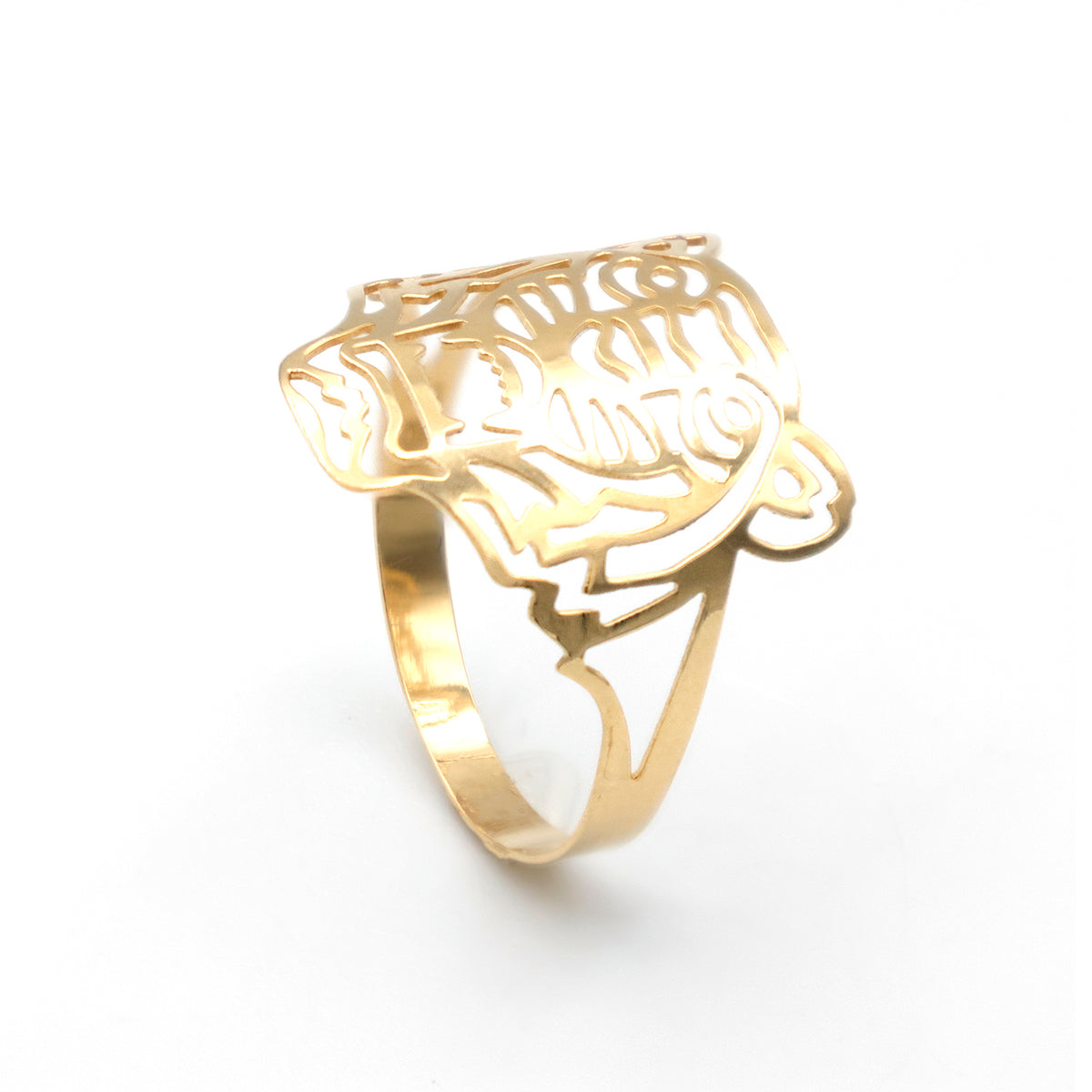 فاخر 18K ذهب خاتم - Tiger Face Cutout Design - الفنان