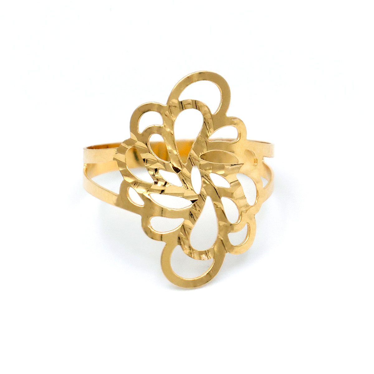 18K ذهب خاتم Floral Openwork - الفنان