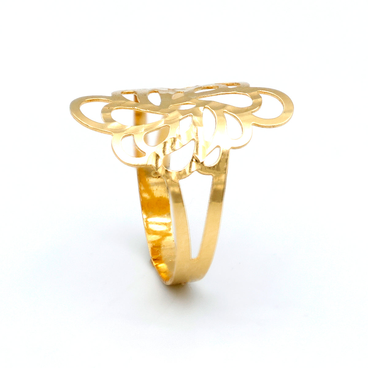 18K ذهب خاتم Floral Openwork - الفنان