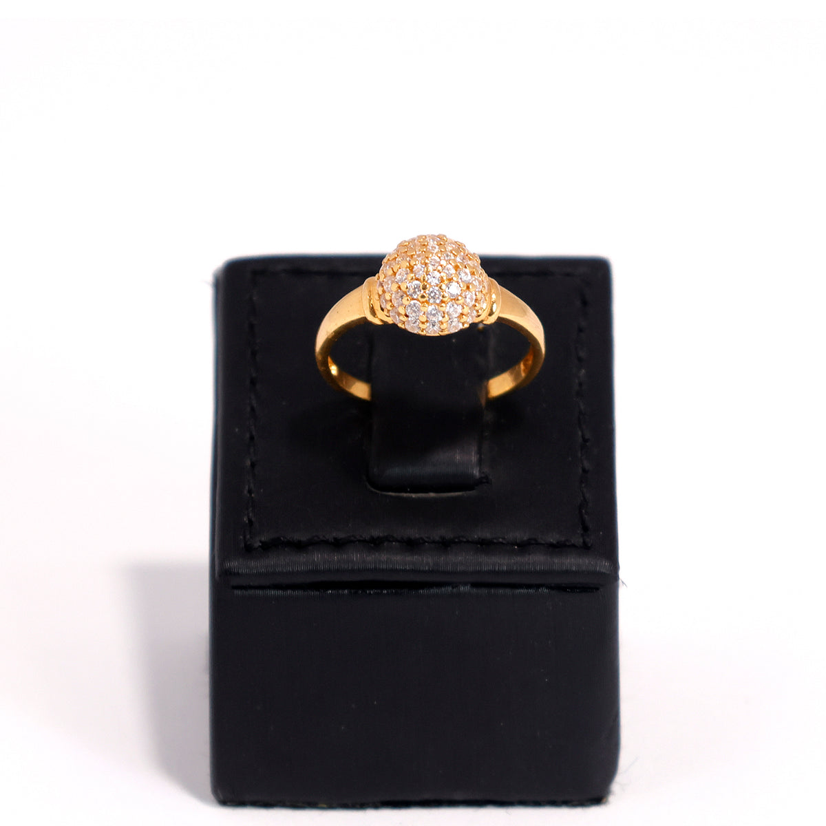 22K Gold Ring with Dome CZ Pave Design - Zero Making Charge - Main View