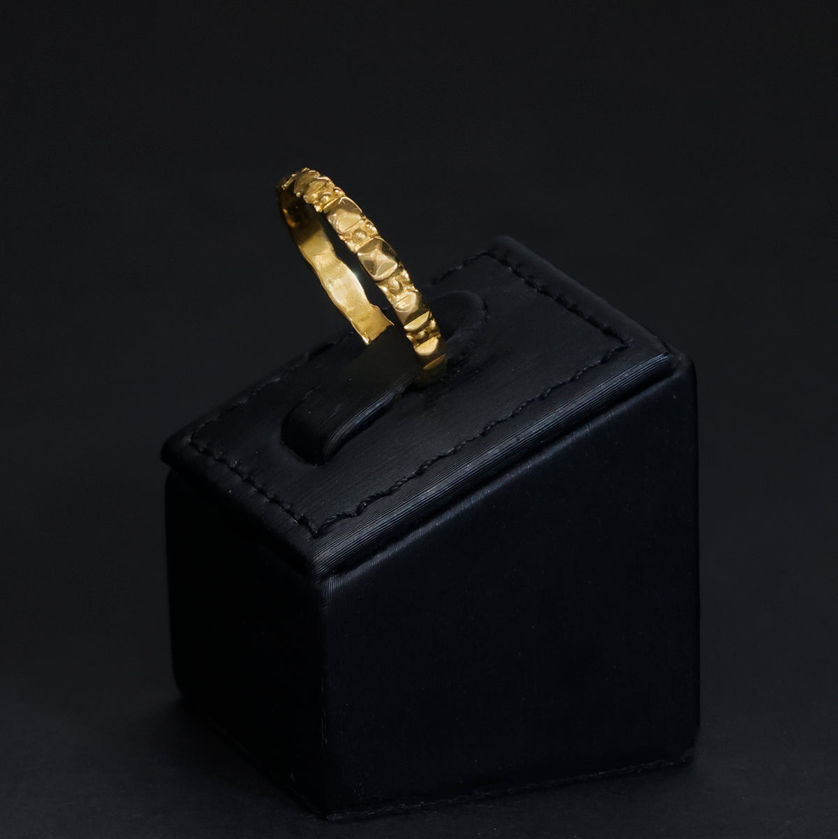 21K Gold Ring with Textured Band Design- Zero Making Charge - Side Angle