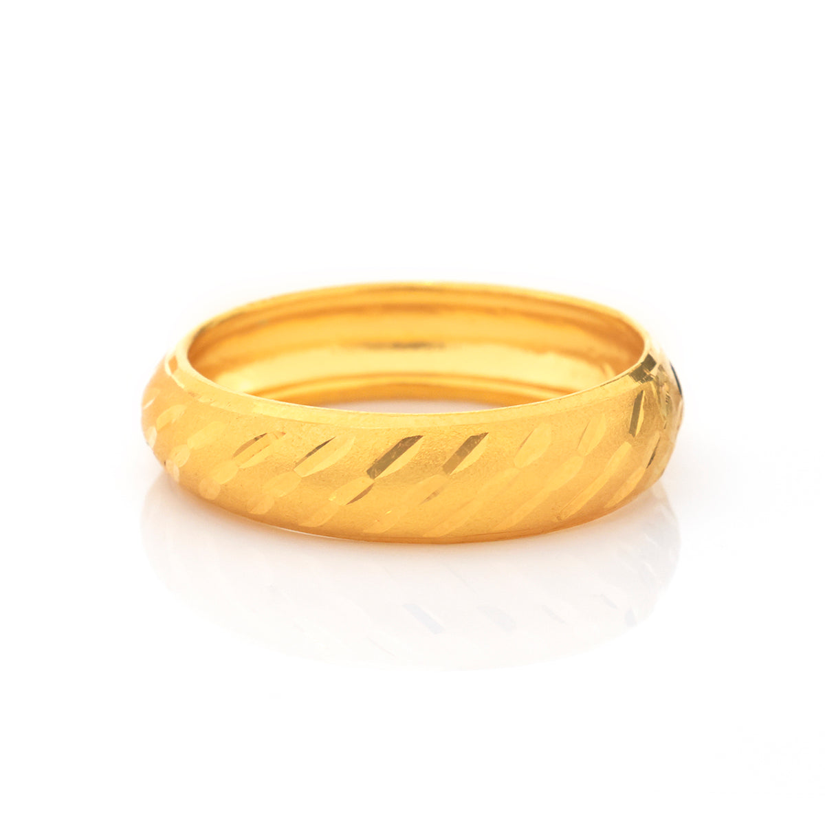 22K Gold Diagonal Facet Dome Band Ring