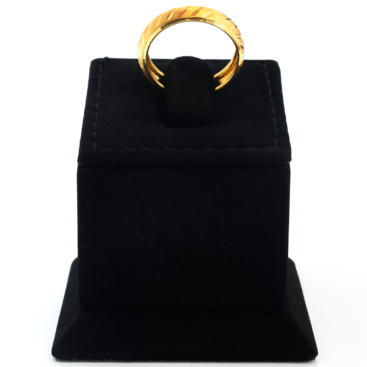 22K Gold Diagonal Facet Dome Band Ring