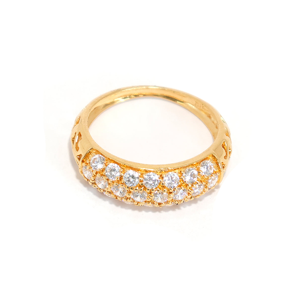 21K Gold Pavé Band Ring with Sparkling Stones – Main View
