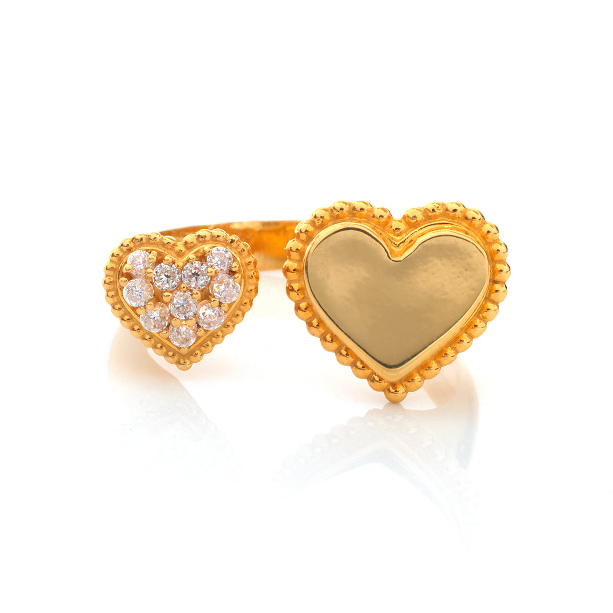 21K Gold Dual Heart Open Band Ring