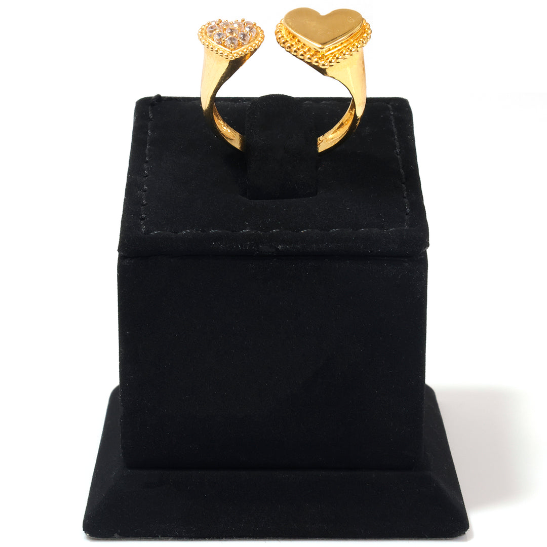 21K Gold Dual Heart Open Band Ring
