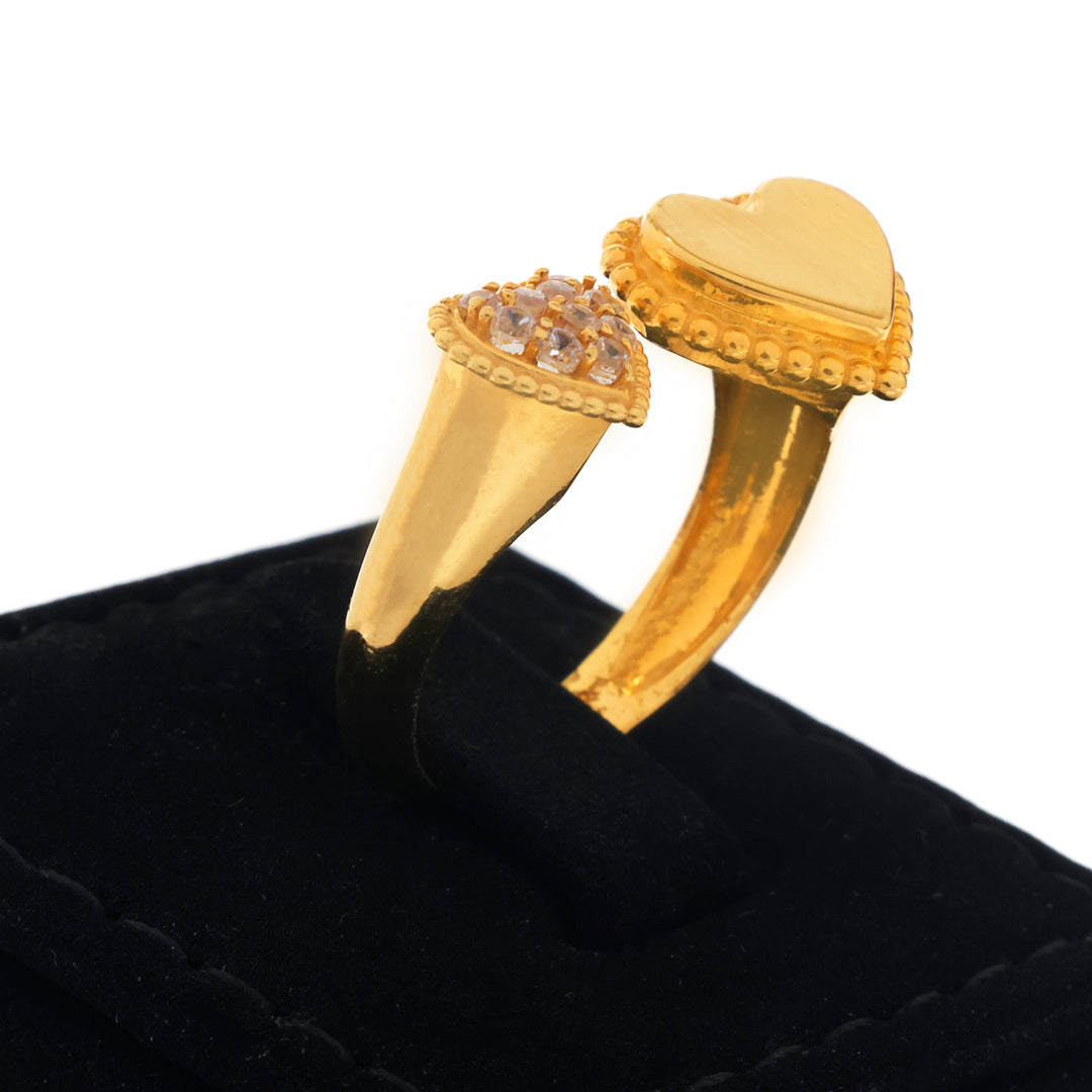 21K Gold Dual Heart Open Band Ring