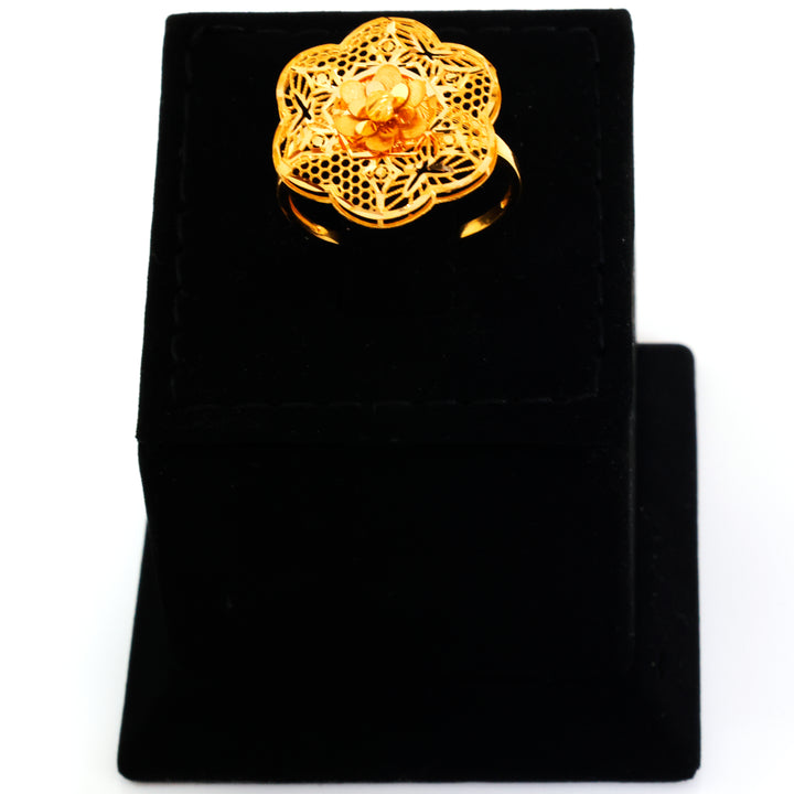 21K Gold Ring – Layered Floral Filigree Bloom