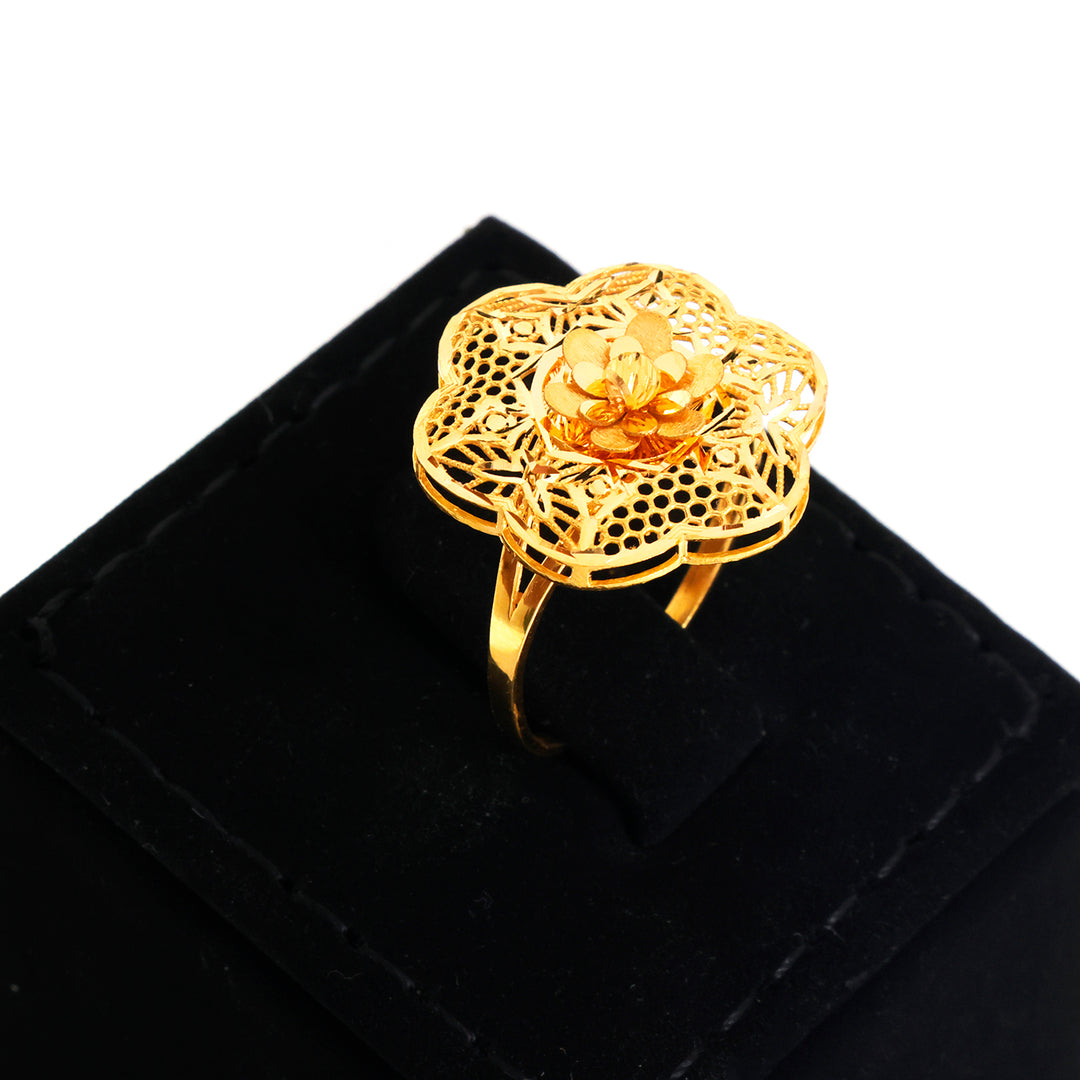 21K Gold Ring – Layered Floral Filigree Bloom