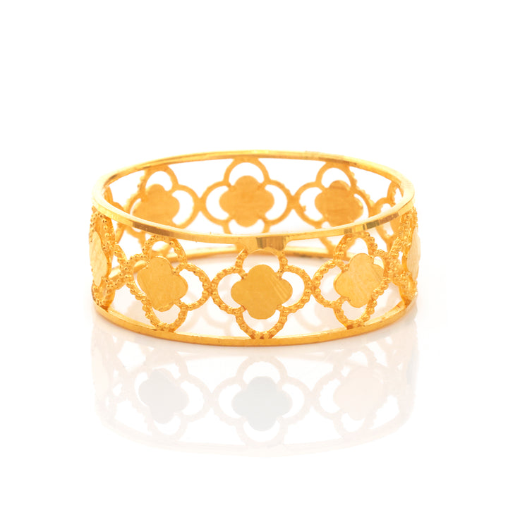 21K Gold Quatrefoil Lattice Bangle