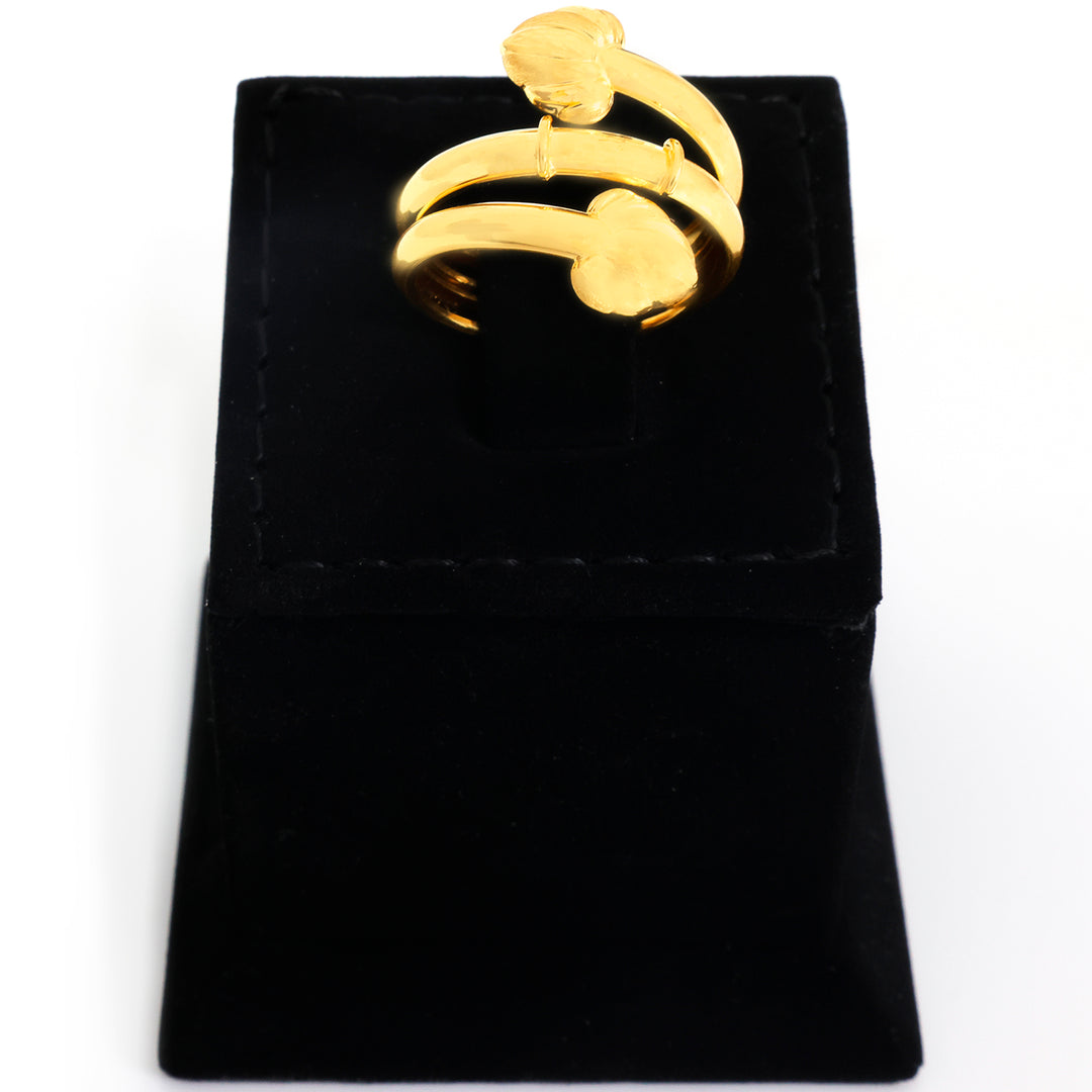 21K Gold Ring – Twin Leaf Bud Wrap Design
