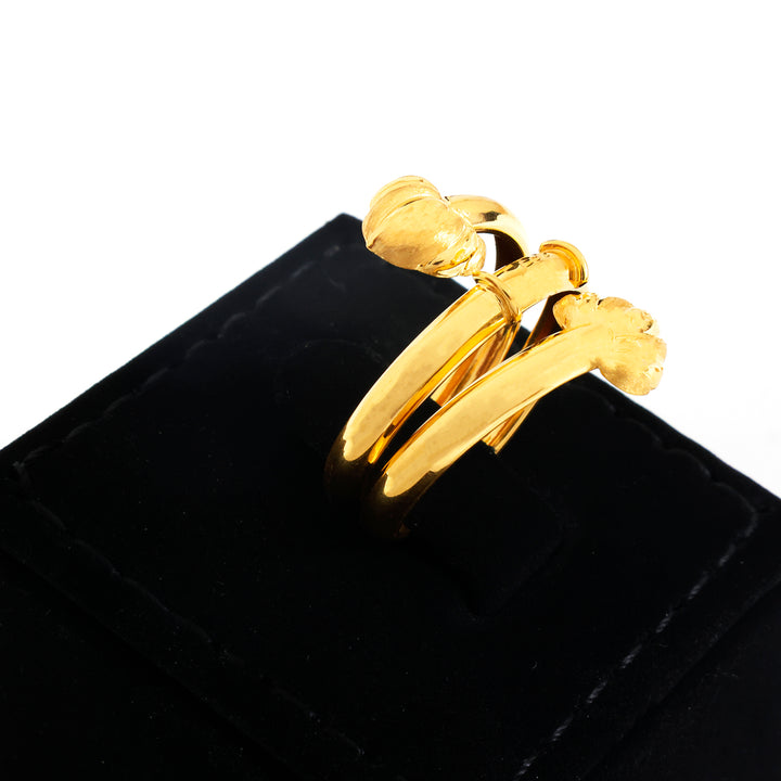 21K Gold Ring – Twin Leaf Bud Wrap Design