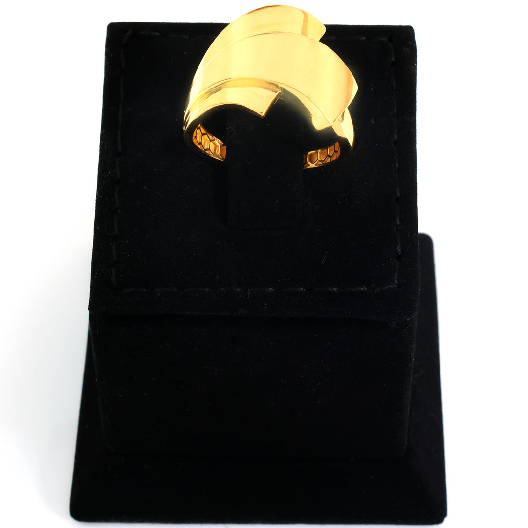 21K Gold Ring – Sculpted Ribbon Wrap Design
